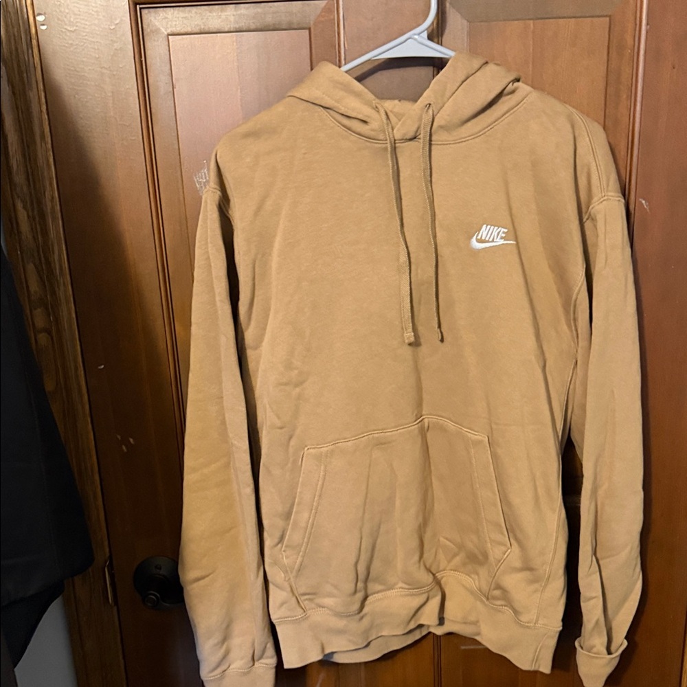 Nike Brown/Tan Pullover Hoodie with White Logo